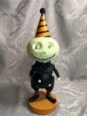 Halloween Circus Skelly Skeleton Boy Pumpkin Vtg Style Resin Statue Figure 15”